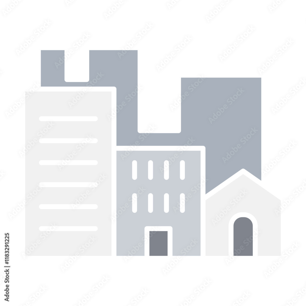 Building, City, Real estate icon in flat color style Building, City, Real estate icon in flat color style