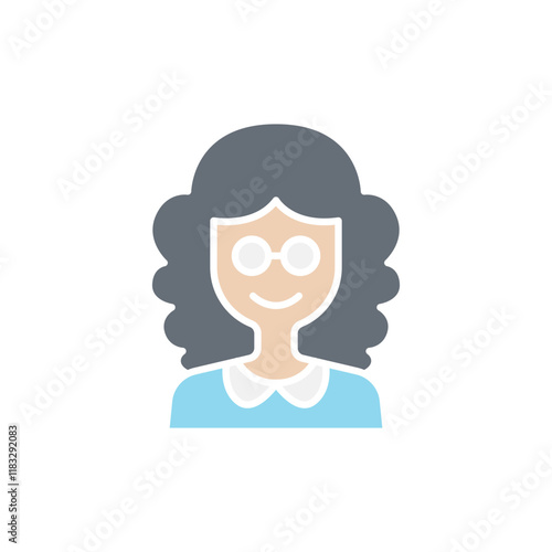 Woman icon in flat color style