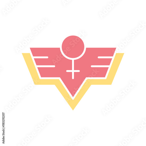 Superwoman Badge icon in flat color style