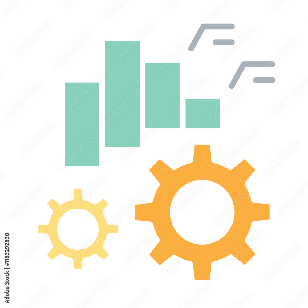 Process icon in flat color style Process icon in flat color style
