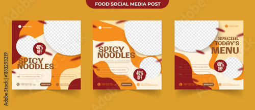 Set of tasty delicious food for restaurant cafe ads banner for social media post template