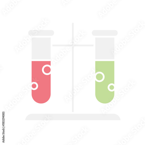 Test tube icon in flat color style