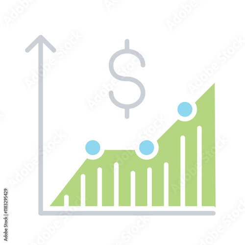 Investment Graph icon in flat color style