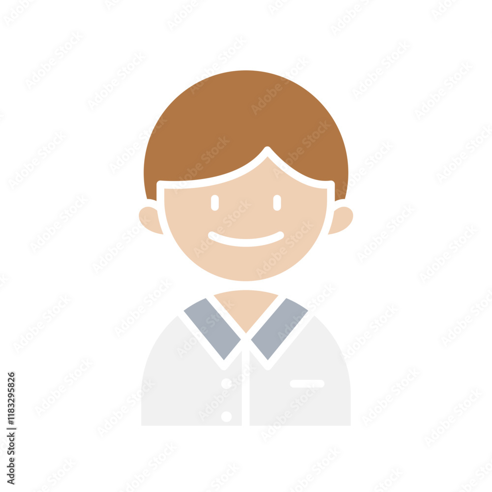 Student Boy icon in flat color style Student Boy icon in flat color style