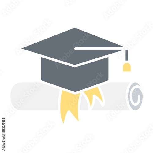 Graduation icon in flat color style