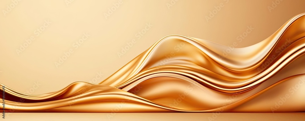 Obraz premium Gold abstract background concept. Elegant golden waves flowing smoothly against a soft beige background.