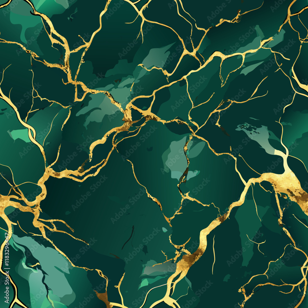 Minimal Green Marble Seamless Pattern with Light Gold Veins Minimal Green Marble Seamless Pattern with Light Gold Veins