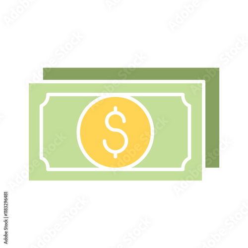 Money icon in flat color style
