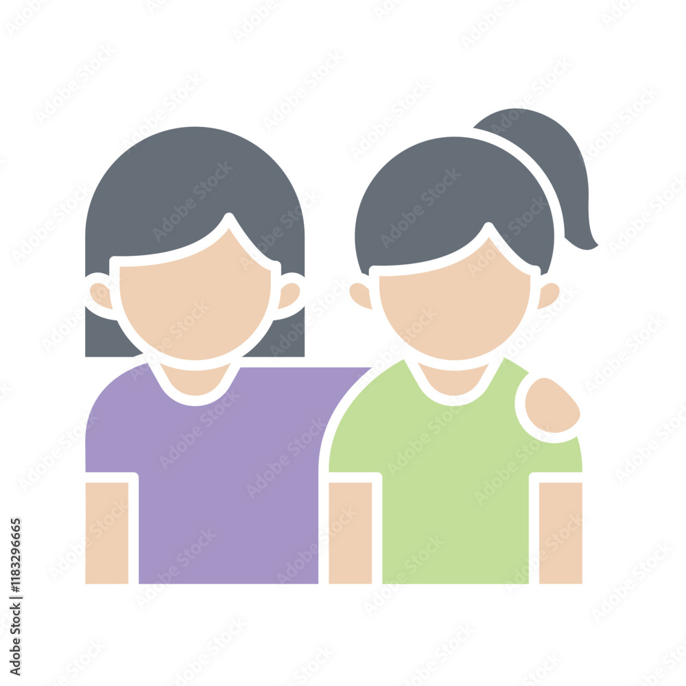 Lesbian icon in flat color style Lesbian icon in flat color style