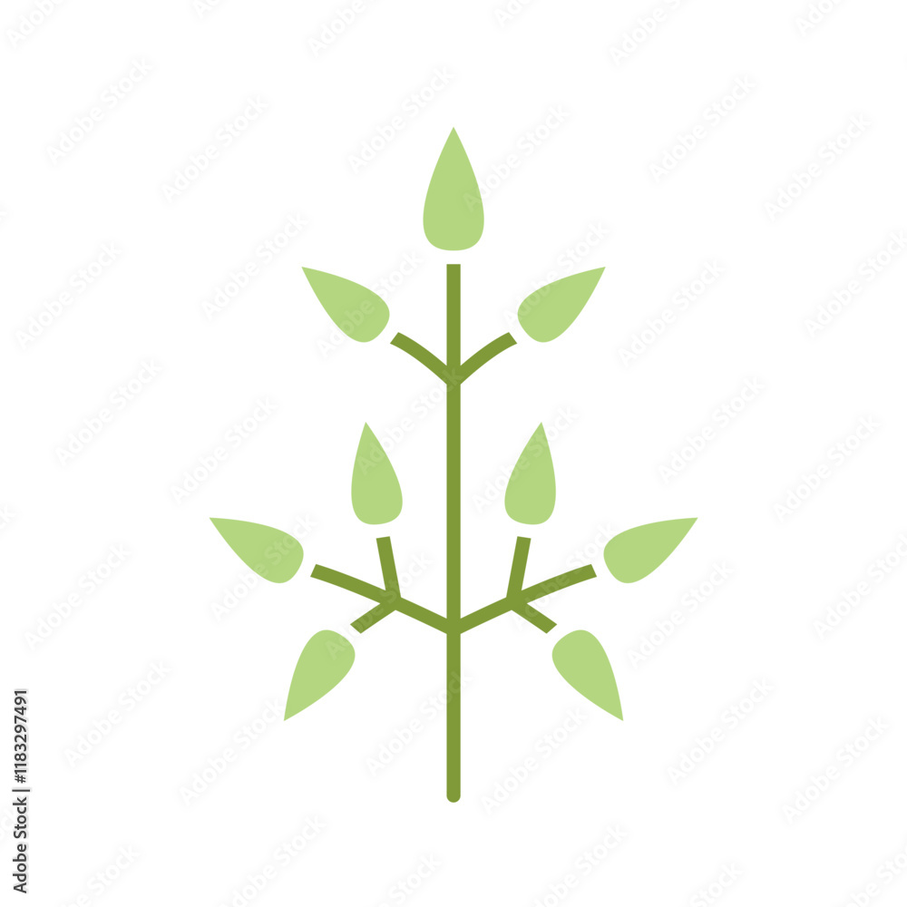 leaves icon in flat color style