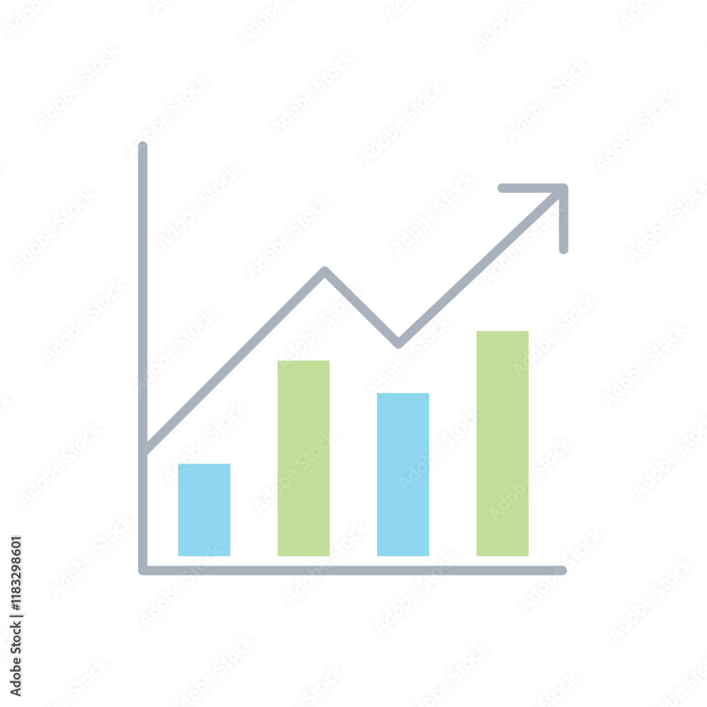 Graph icon in flat color style Graph icon in flat color style