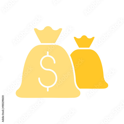 Money bag icon in flat color style