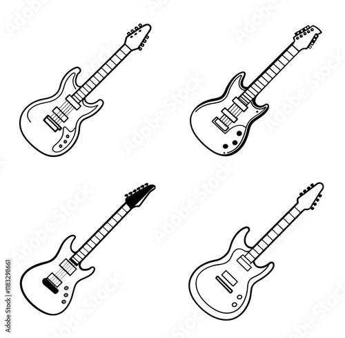 set of electric guitar vector illustration