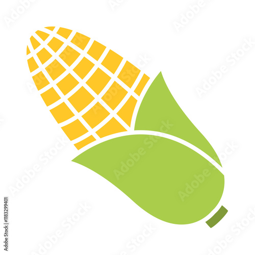 Corn icon in flat color style