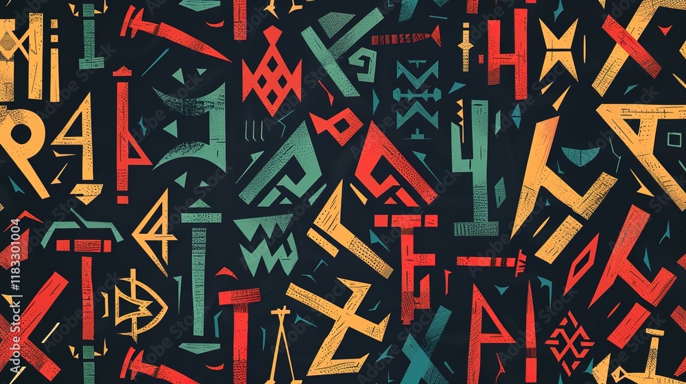Fototapeta premium nordic runes seamless pattern wallpaper