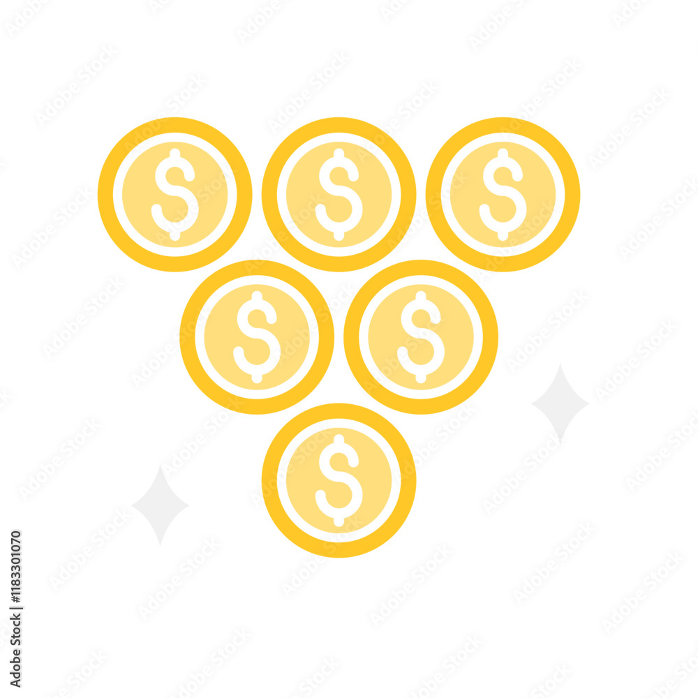 Coins icon in flat color style Coins icon in flat color style