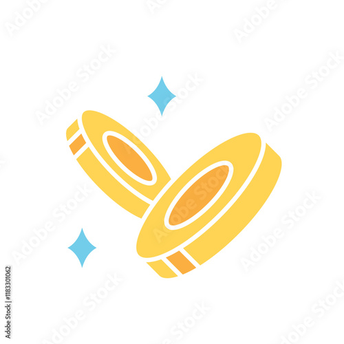 Coins drop icon in flat color style