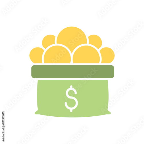 money bag icon in flat color style