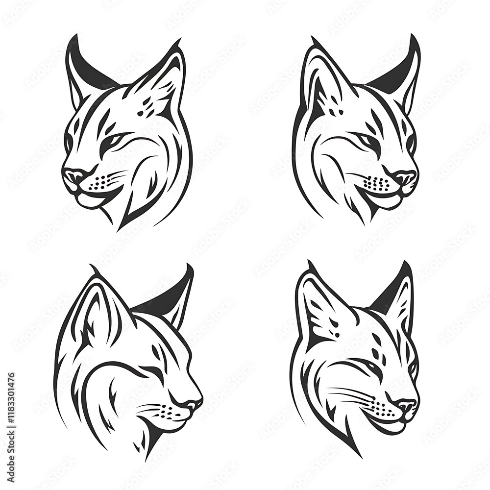 Nine Monochrome Wildcat Head Logos Nine Monochrome Wildcat Head Logos