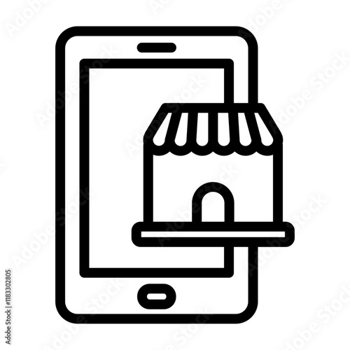 Mobile Phone Store Vector Line Icon Design