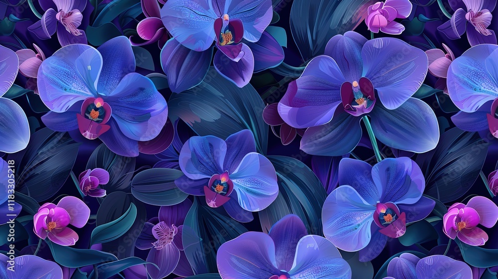 Fototapeta premium orchid seamless pattern wallpaper