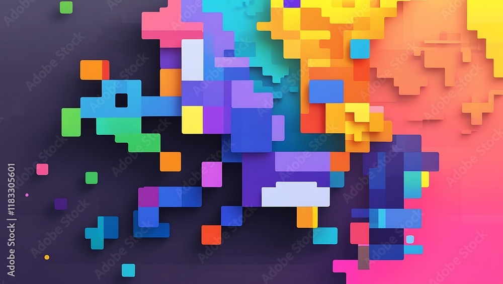 Abstract Colorful Pixelated Geometric Design Abstract Colorful Pixelated Geometric Design