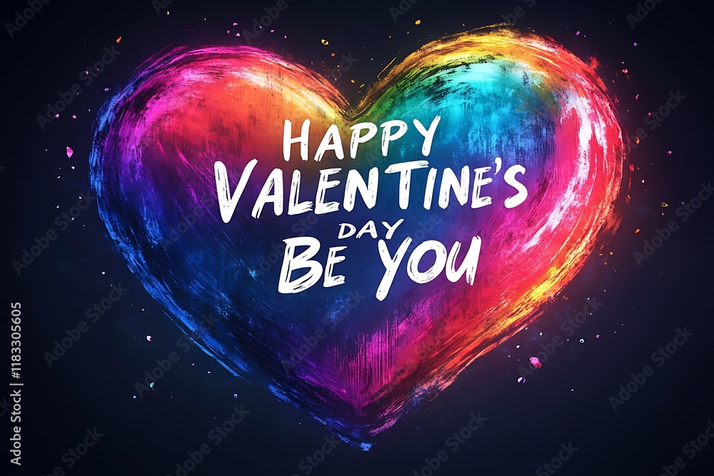 Naklejka premium Happy Valentine's Day. Neon script lettering inscription. Wire hand lettering card.