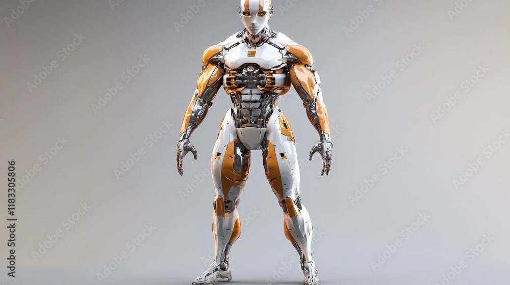 Hyper-realistic render of advanced AI robot, human-like features, lab setting Hyper-realistic render of advanced AI robot, human-like features, lab setting