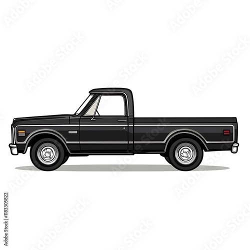 Classic White Pickup Truck Illustration