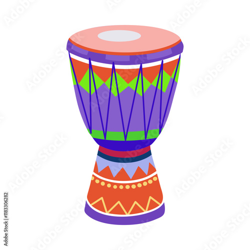 Flat style illustration of djembe drum