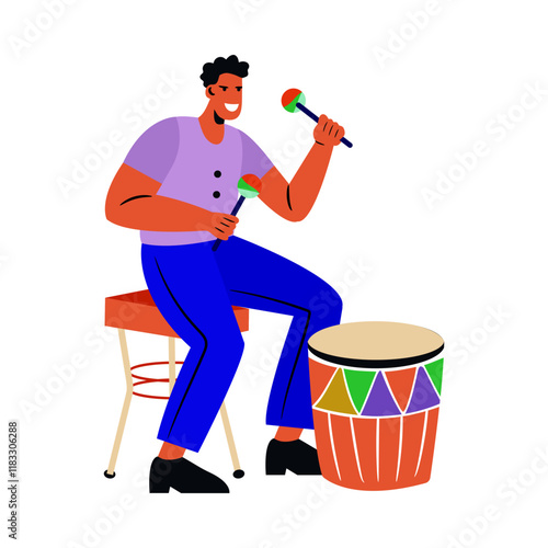 A flat style illustration depicting drumbeat