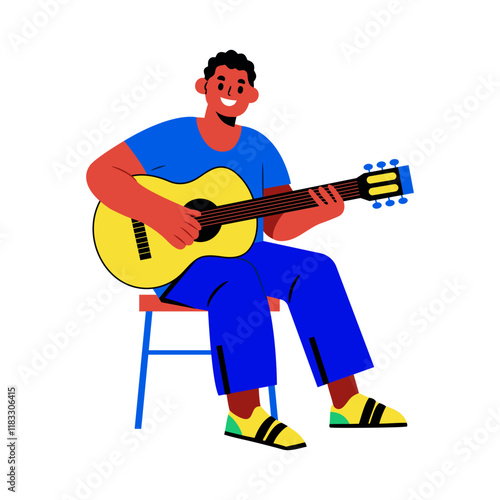 A flat character illustration of guitar artist