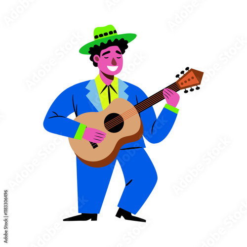 A flat style illustration of flamenco guitarist