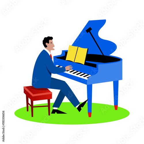 A flat style illustration of harpsichord instrument 
