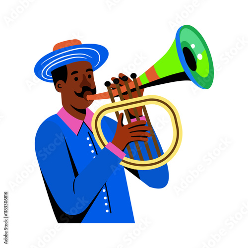 Flat illustration of a person playing tenor horn