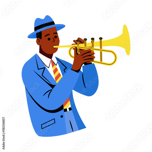 Flat character illustration of a trumpeter