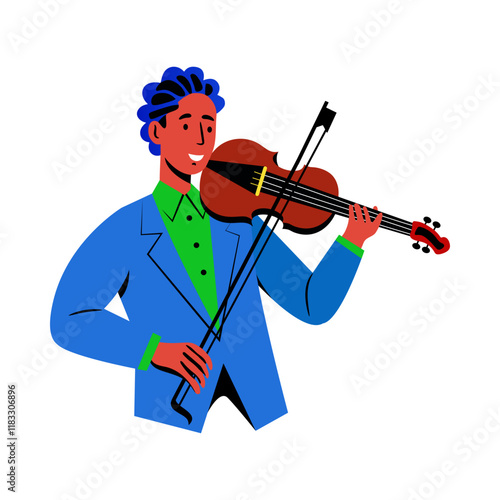 Violinist character illustration in flat style