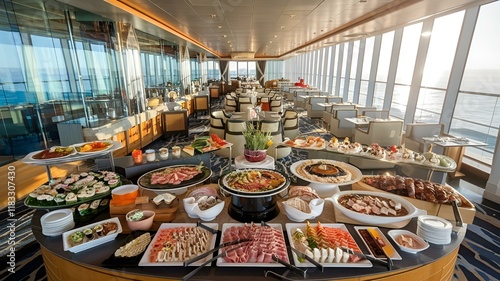 Fresh seafood buffet on a cruise ship
