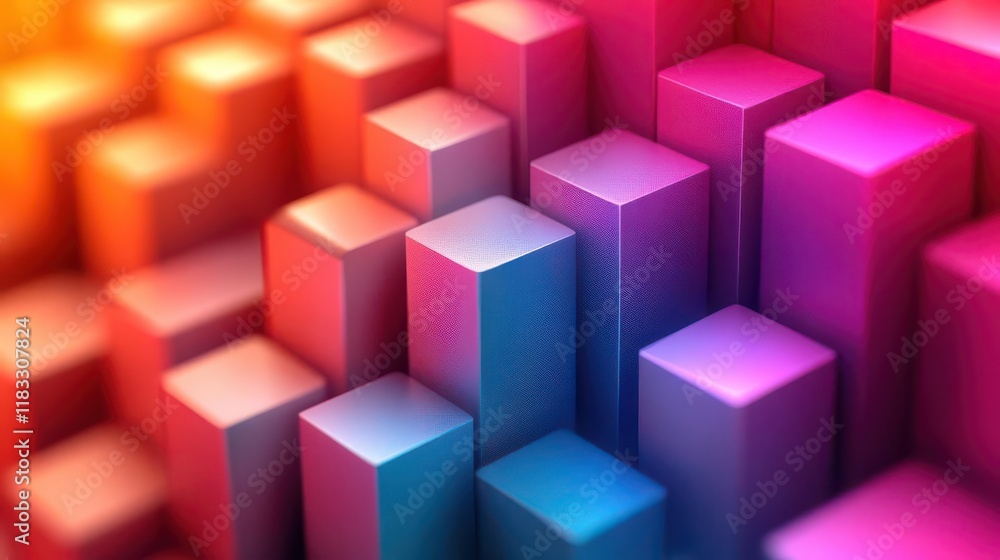 A vibrant, abstract arrangement of colorful blocks in a gradient, creating a three-dimensional effect with depth and texture. A vibrant, abstract arrangement of colorful blocks in a gradient, creating a three-dimensional effect with depth and texture.
