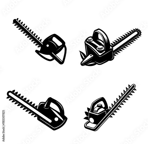 Garden hedge trimmer vector illustration