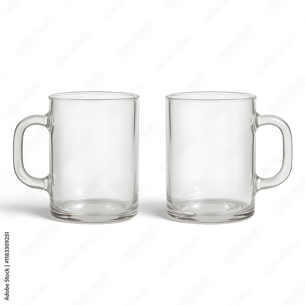 Clear glass mugs with simple design, perfect for any beverage Clear glass mugs with simple design, perfect for any beverage