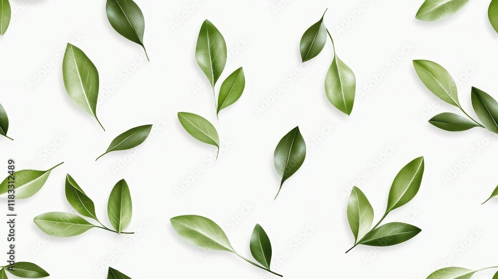 Naklejka premium Elegant green plant and leaf pattern illustrated in pencil, showcasing nature's beauty in intricate detail.