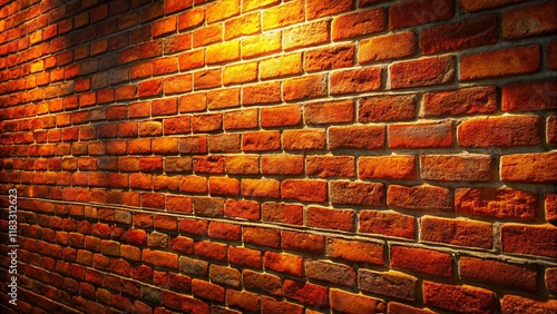 Old Red-Orange Brick Wall Silhouette Background - Long Design Element