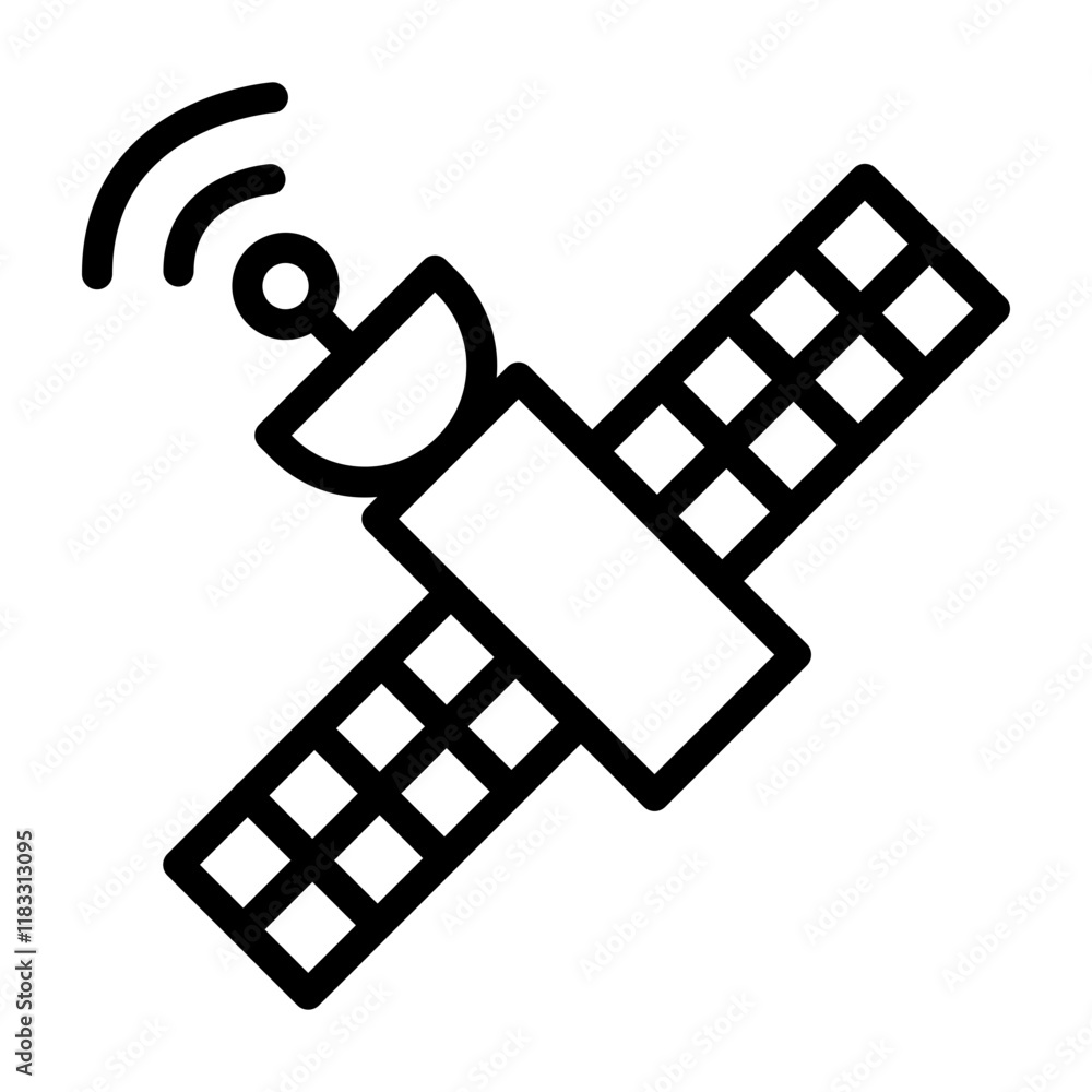 Satellite Vector Line Icon Design Satellite Vector Line Icon Design