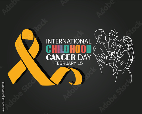 International Childhood Cancer day (ICCD) is observed every year on February 15, to raise awareness, and to express support for children and adolescents with cancer. Vector illustration