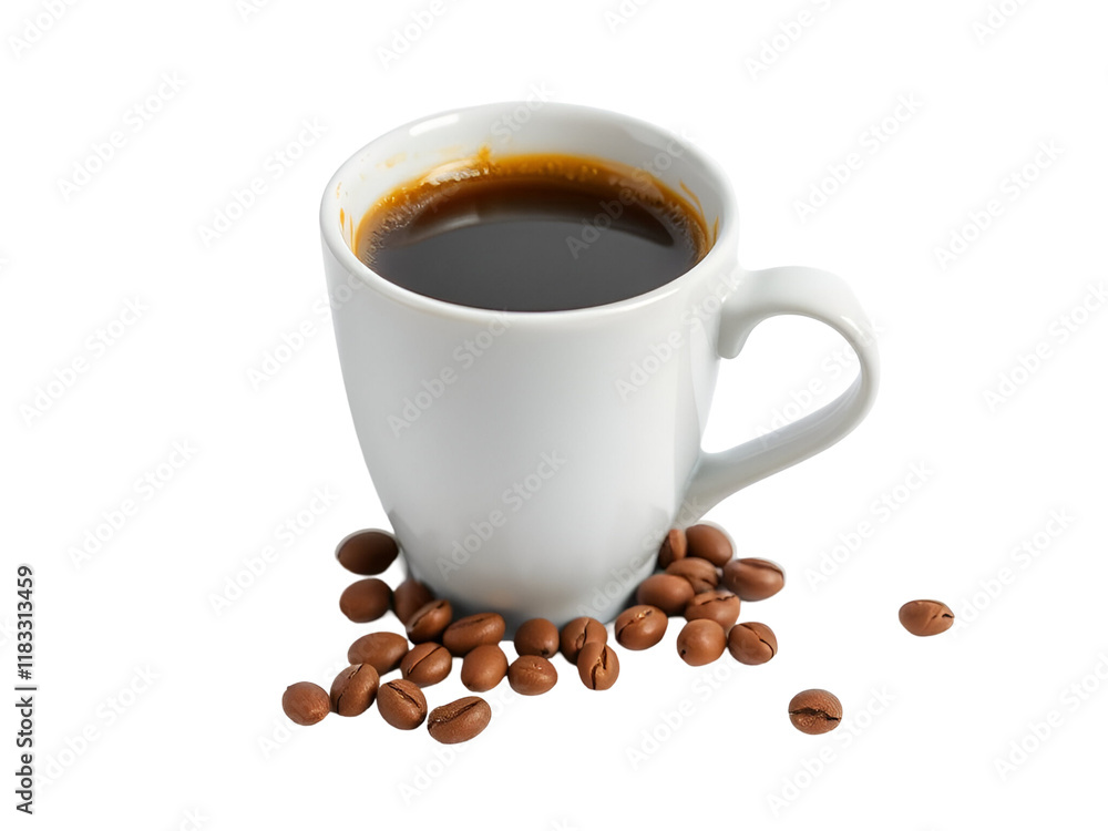 cup of coffee with beans cup of coffee with beans