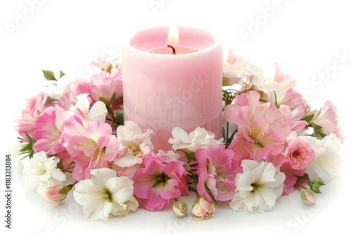 Wedding candle flowers centerpiece pink.