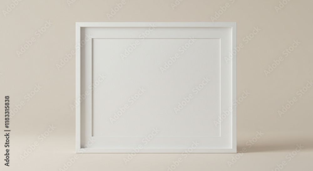 White picture frame with double mat, ideal for showcasing artwork and design concepts White picture frame with double mat, ideal for showcasing artwork and design concepts