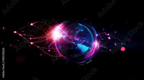 Dynamic global connectivity virtual space digital artwork futuristic environment abstract viewpoint agentic ai visualizations