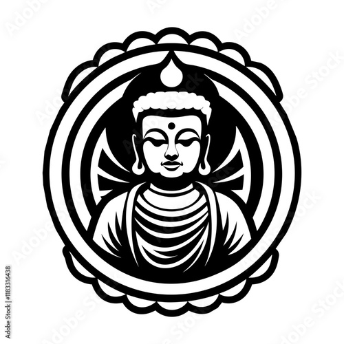 A glyph style con of buddha portrait